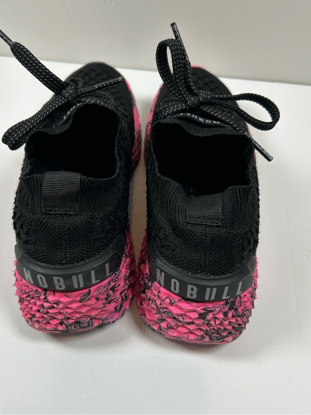 Nobull AllDay Knit Runner Black Knit Athletic Sneakers with Pink Marbled Sole - Picture 5 of 9